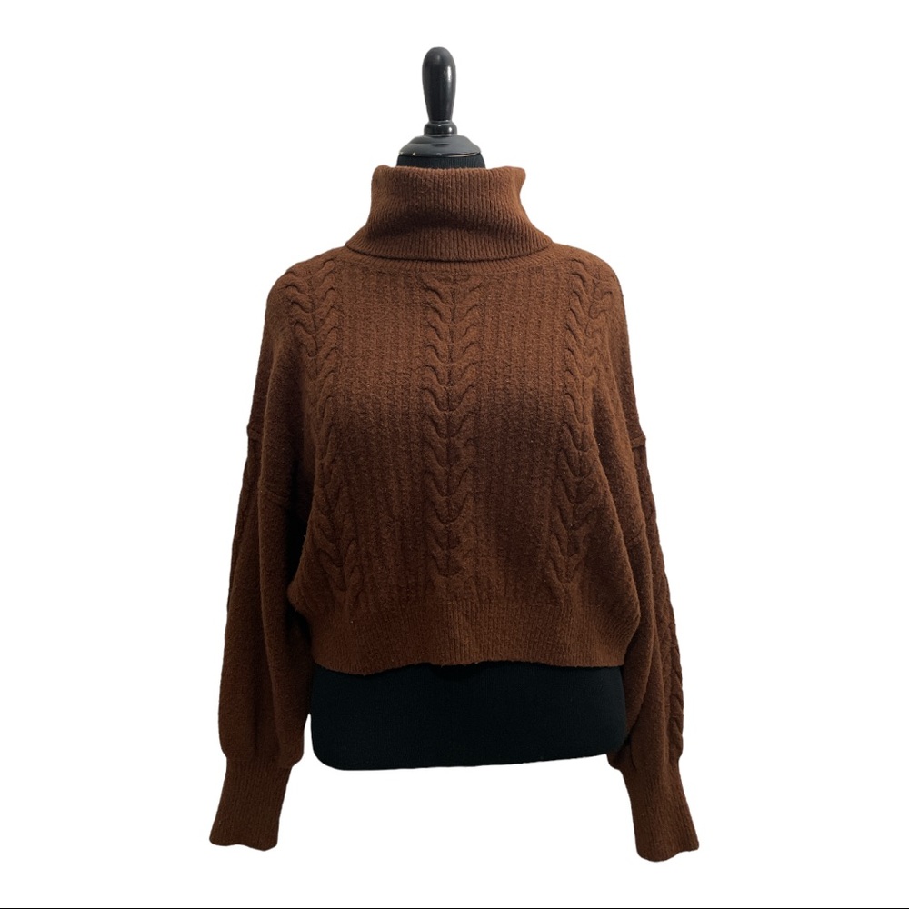 Brown Cowl Neck Oversized Sweater